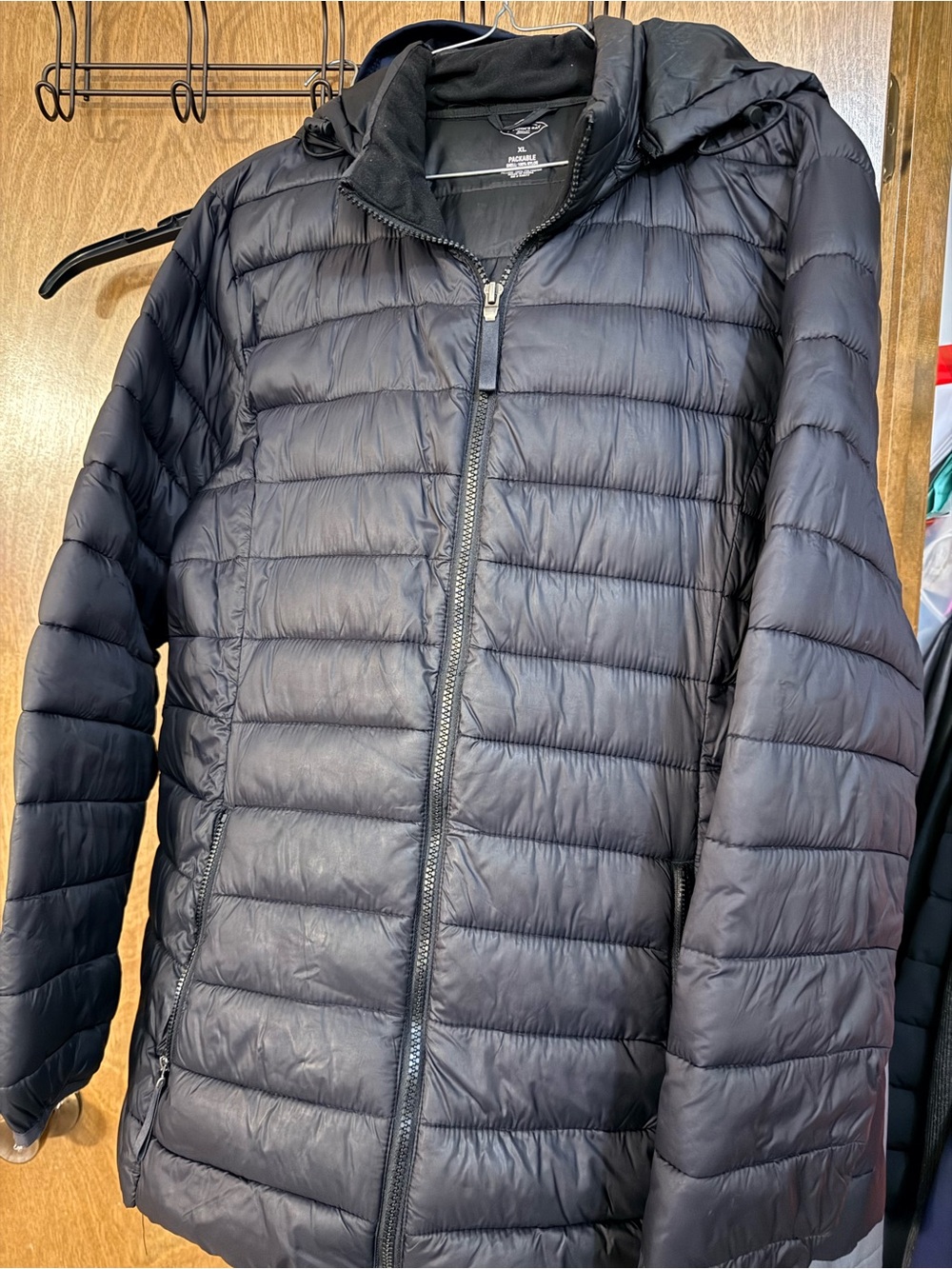 St. John's Bay Women’s Quilted Hooded Puffer Jacket - Black